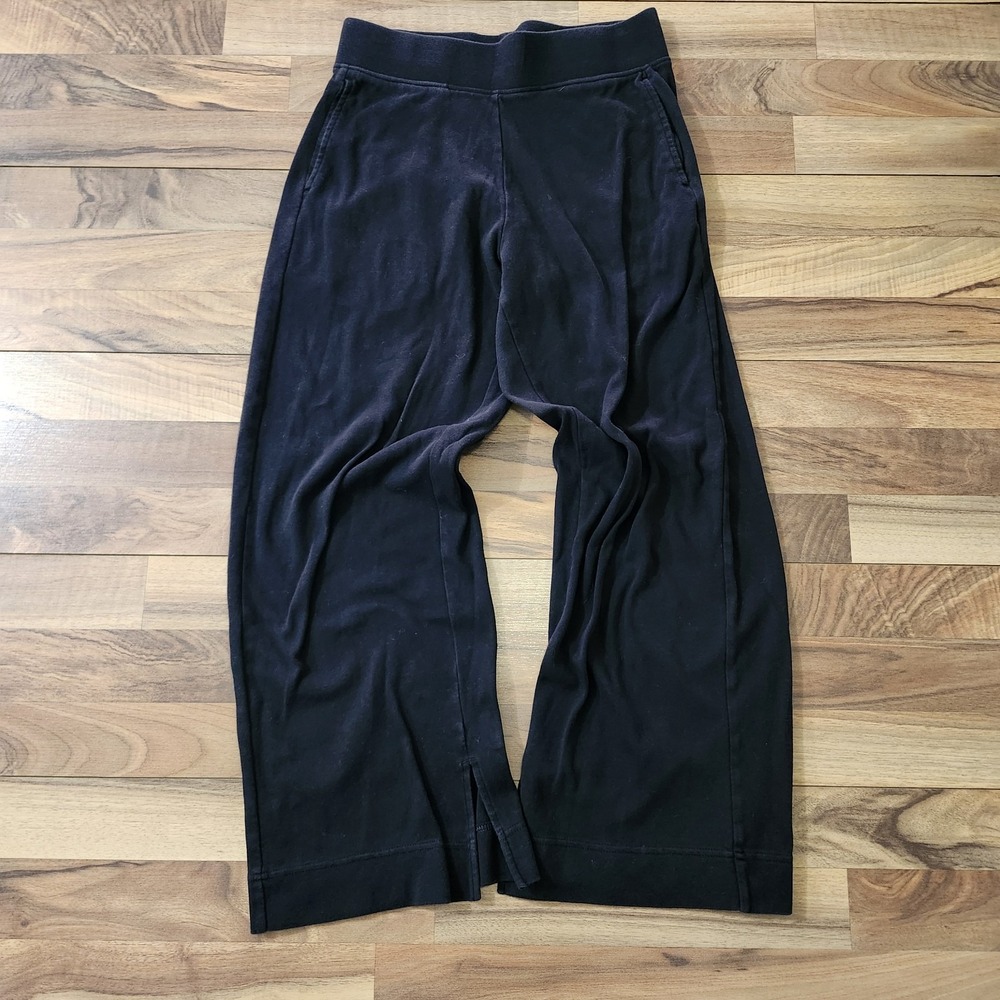 Pact Organic Split Hem Lounge Pants Black Wide Leg Size Medium
